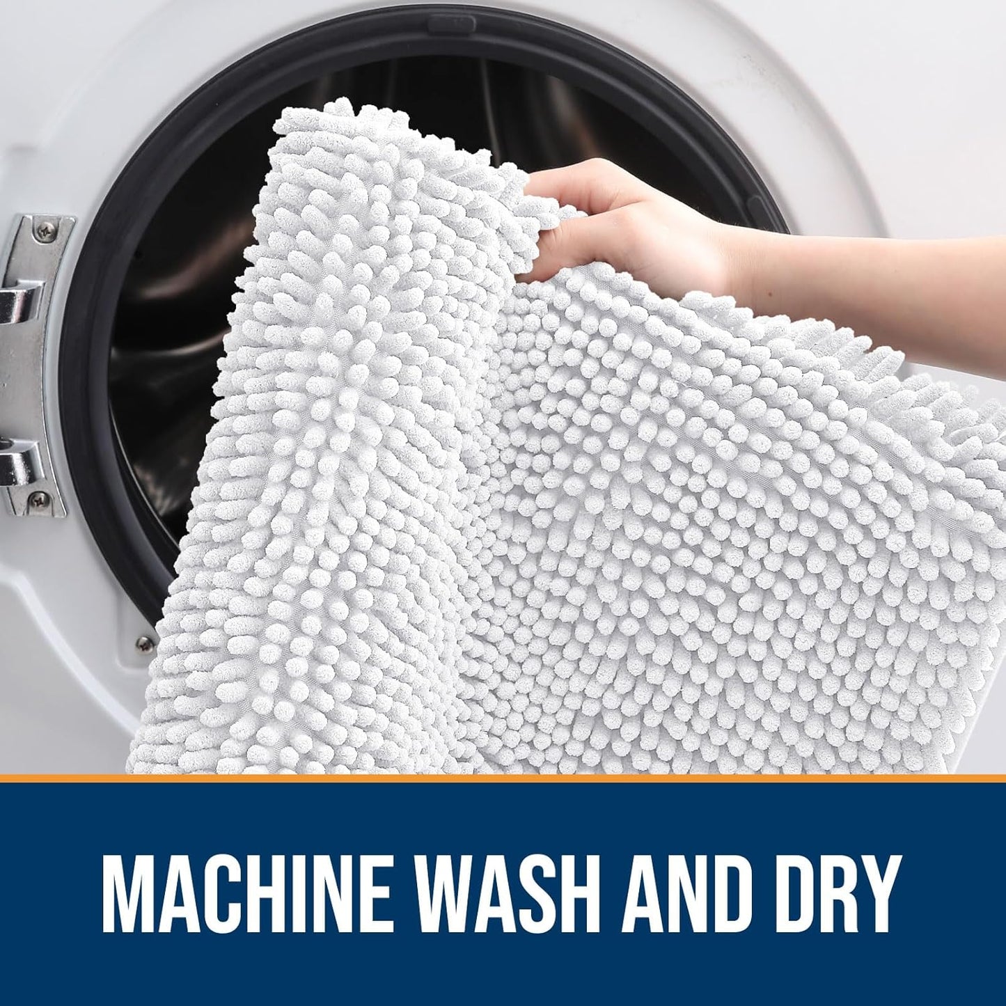 OLANLY Dog Door Mat for Muddy Paws 48x30, Absorbs Moisture and Dirt, Absorbent Non-Slip Washable Doormat, Quick Dry Chenille Mud Mat for Dogs, Entry Indoor Entryway Carpet for Inside Floor, White