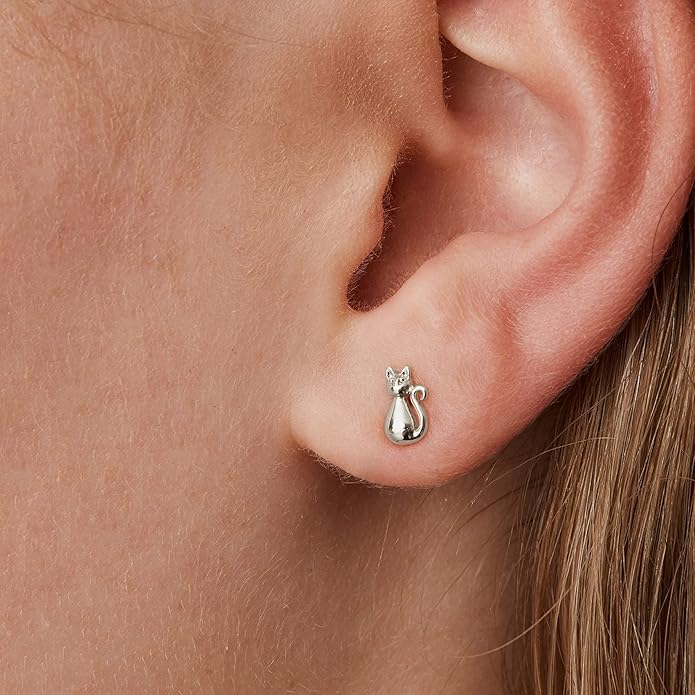 PAVOI 14K Gold Plated Sterling Silver Bar, Dot, Heart, Triangle, Star, Cat | Dainty Earrings for Women