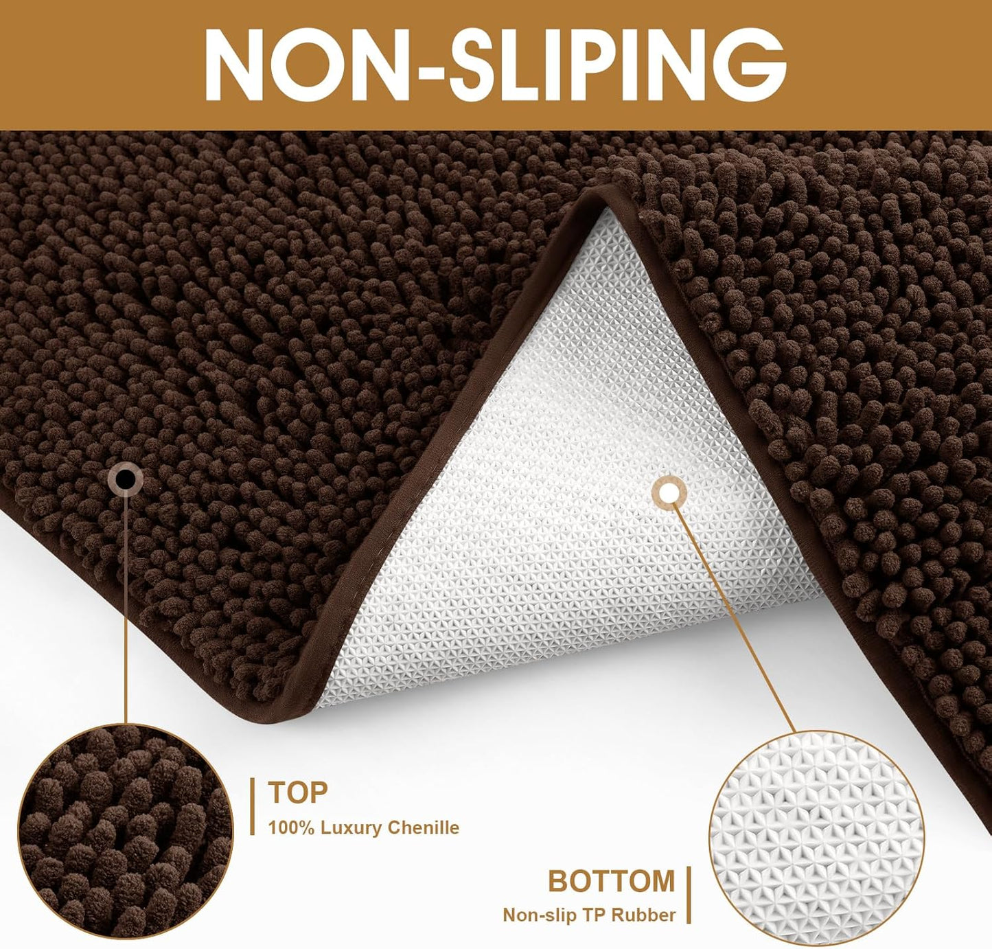 Extra Large Dog Door Mats for Muddy Paws, Chenille Absorbent Dog Mats, Non Slip Heavy Mud Mat for Dogs, Soft Pet Mat for Entryway, Mud Paws, Inside Floor,60" x 36", Brown