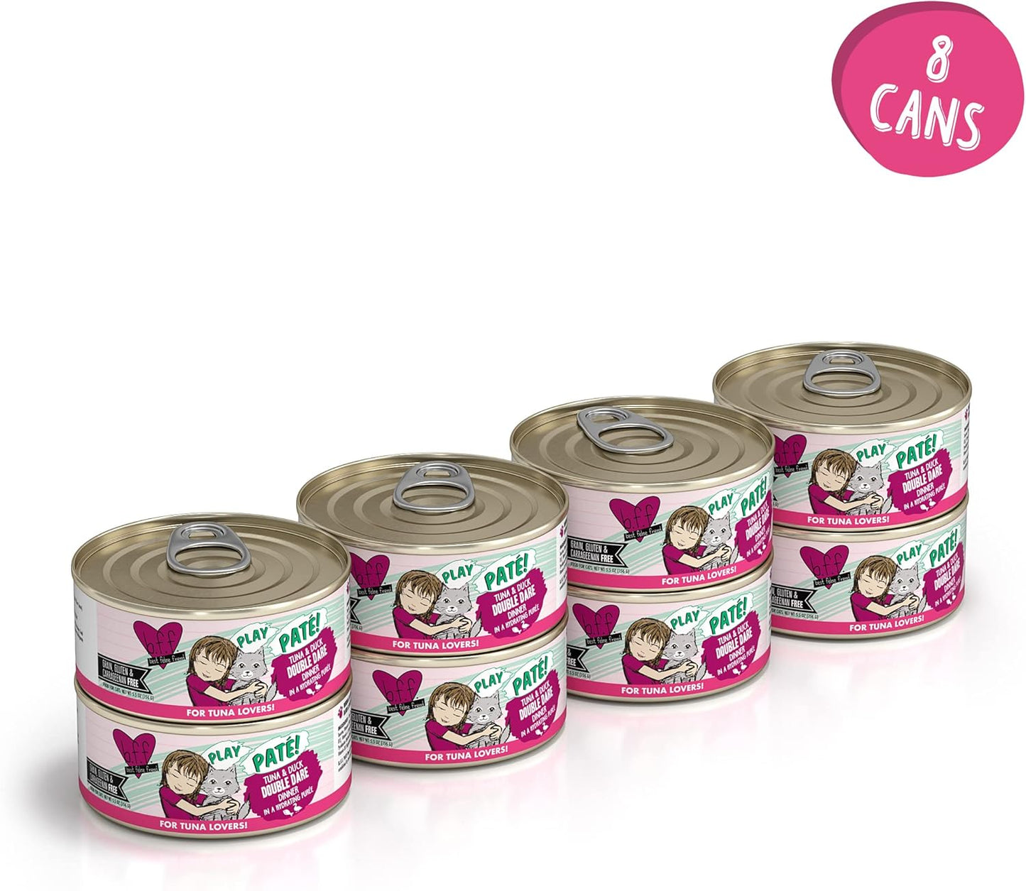 Weruva B.F.F. Play - Best Feline Friend Paté Lovers, Aw Yeah!, Tuna & Duck Double Dare with Tuna & Duck, 5.5oz Can (Pack of 8)