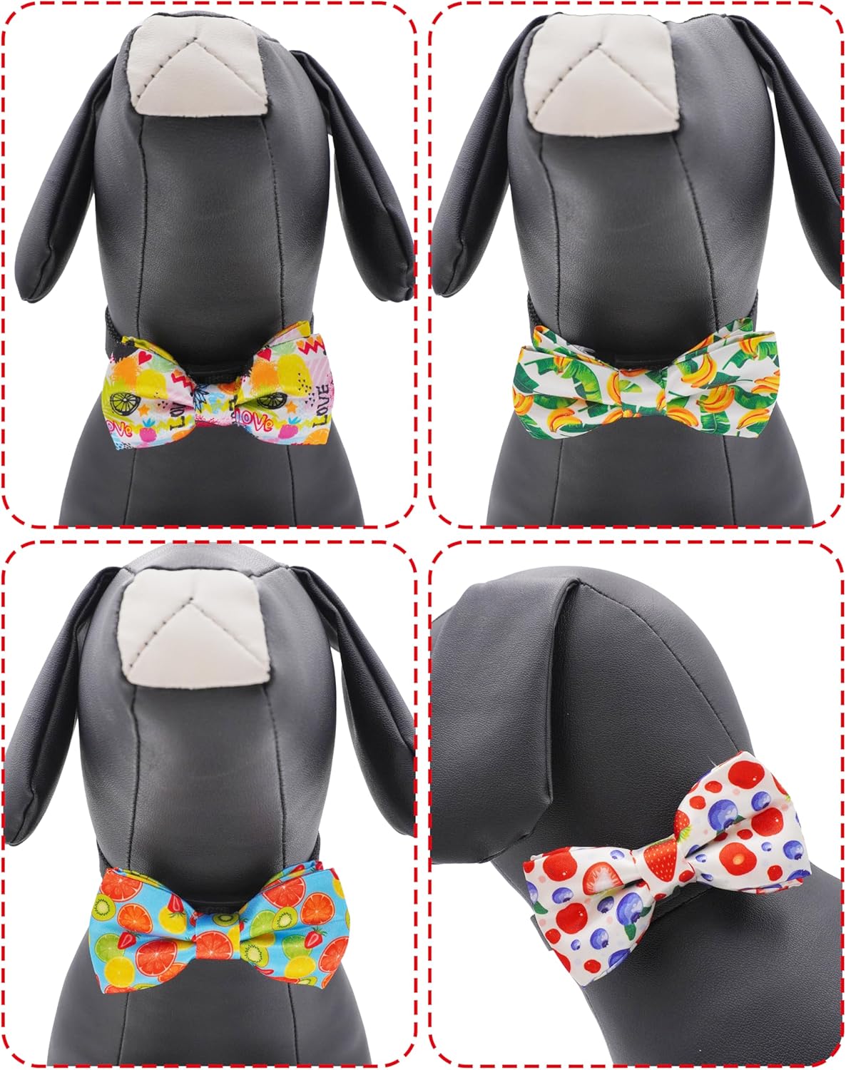 PET SHOW 10 Pack Fruit Small Dog Bow Ties Sliding Collar Attachments Puppy Cats Strawberry Bowties for Medium Dogs Avocado Bowknots Holiday Party Pet Grooming Accessories(Small)