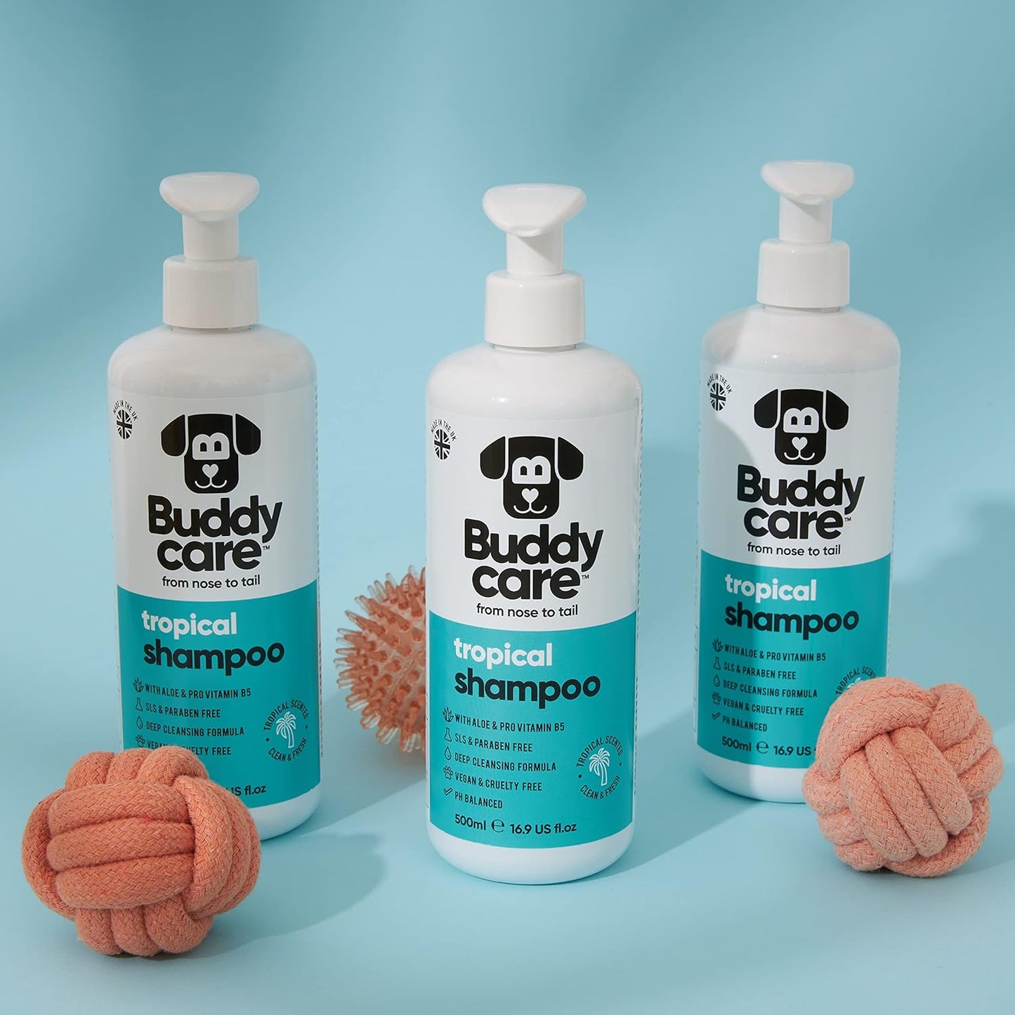 Tropical Dog Shampoo by Buddycare | Dry Skin & Itchy Skin Relief for Smelly Dogs | Deep Cleansing Shampoo for Dogs Puppy Sensitive Skin | Dog Shampoo & Conditioner | with Aloe & Vitamin B5 (16.90oz)