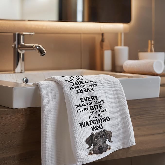 Funny Schnauzer Mastiff Dog Kitchen Towels Mom Gifts Decor Dish and Hand Towels for Kitchen Bathroom, Funny Every Meal You Make Dog Kitchen Decor, 16x24 Inches