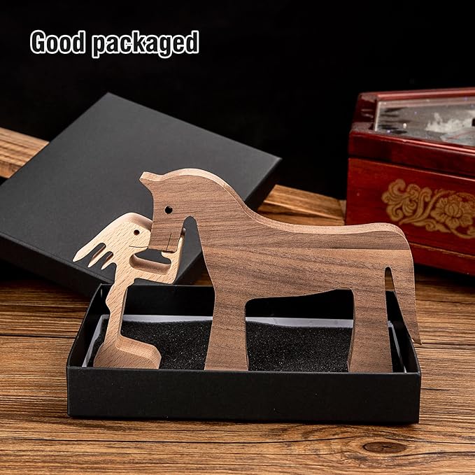 ISHINE Handmade Wooden Horse Sculptures Handmade Accents Craft Figurine for Home Decor Accents,Woman and Horse Wooden Statue,Animal Sculptures Collection,Gift for Horse Lover