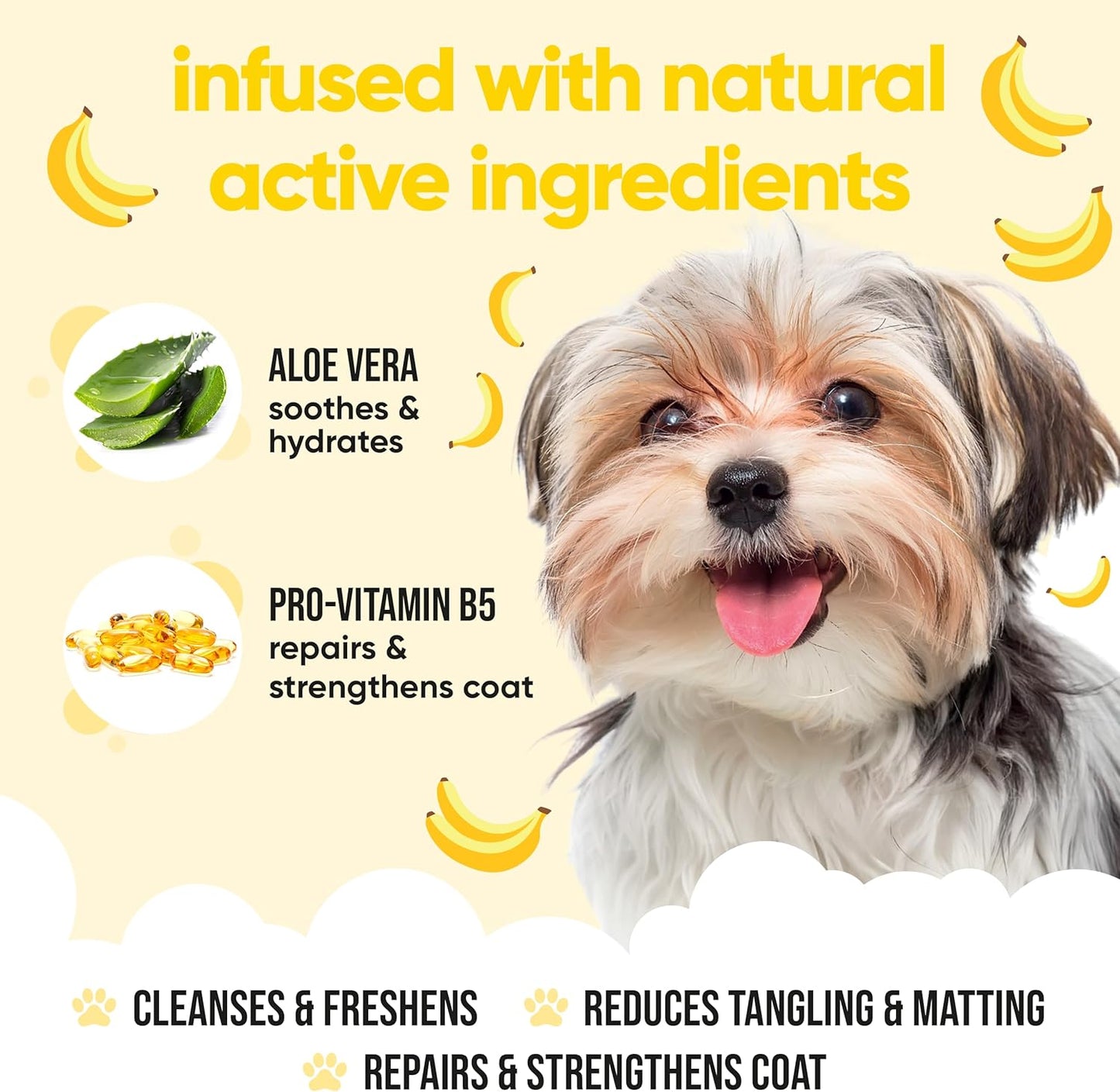 Banana Dog Shampoo & Conditioner by Buddycare | with Aloe Vera and Pro Vitamin B5 (50.72oz)