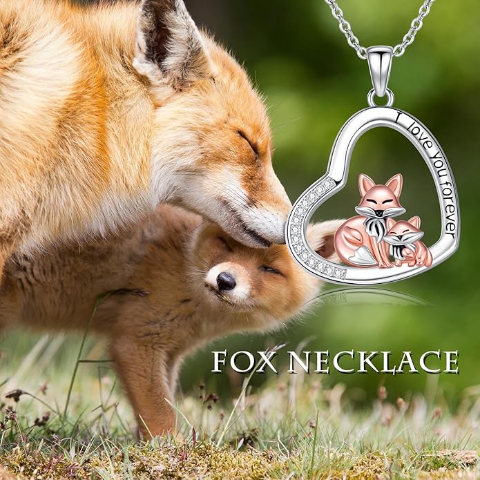 Cat Squirrel Llama Raccoon Tiger Cheetah Elephant Fox Sloth Koala Monkey Horse Dinosaur Axolotl Necklace Animal Pendant Heart Necklace 925 Sterling Silver