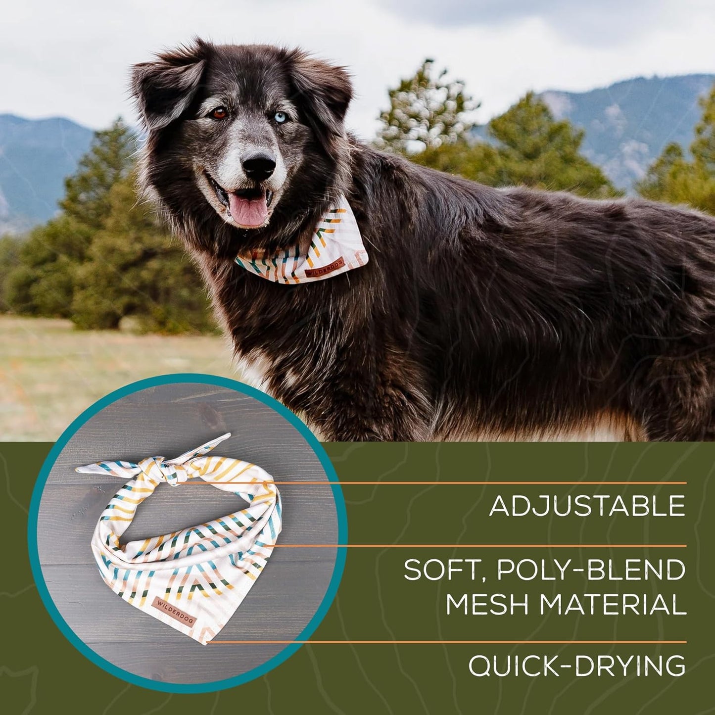 Wilderdog Dog Bandana with Lightweight Quick Drying Poly-Blend Mesh Material in Russet