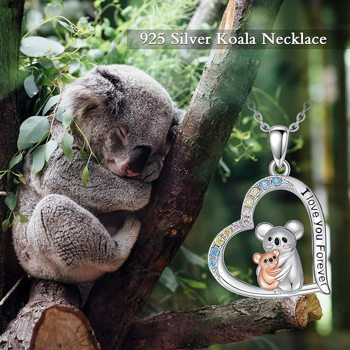 Cat Squirrel Llama Raccoon Tiger Cheetah Elephant Fox Sloth Koala Monkey Horse Dinosaur Axolotl Necklace Animal Pendant Heart Necklace 925 Sterling Silver