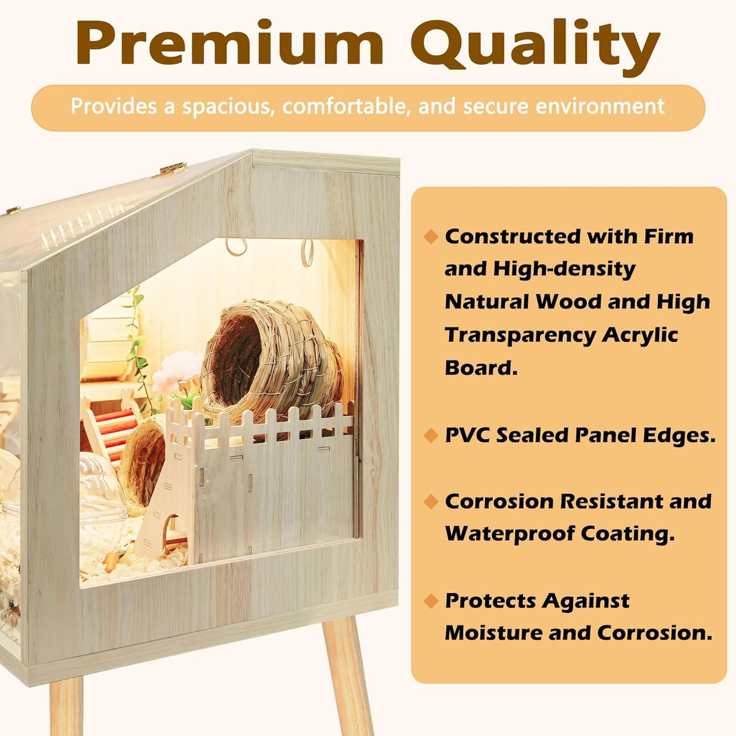 Prolee Hamster Cage with Legs, Guinea Pig Cages Chew Proof, Hamster House, Hamster Cages and Habitats, 32" L x 16" W x 40" H