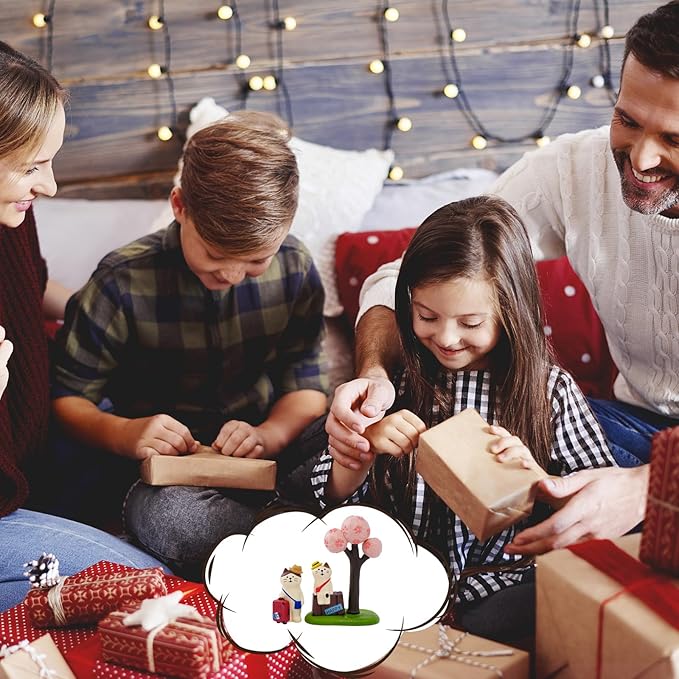 Miniature Cat Figurines Statue - Cute Cat Decor for Desk and Bedroom, Gifts for Cat Lovers Cute Home Office Desk Decor (Traveling Cat)