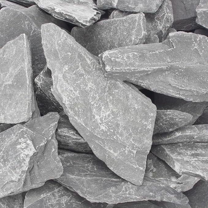 CFKJ [18 Pounds] Natural Slate Stone Rocks, 3 to 5 inch Slate Stone Rocks for Aquascaping, Aquariums, Terrariums, Amphibian Enclosures