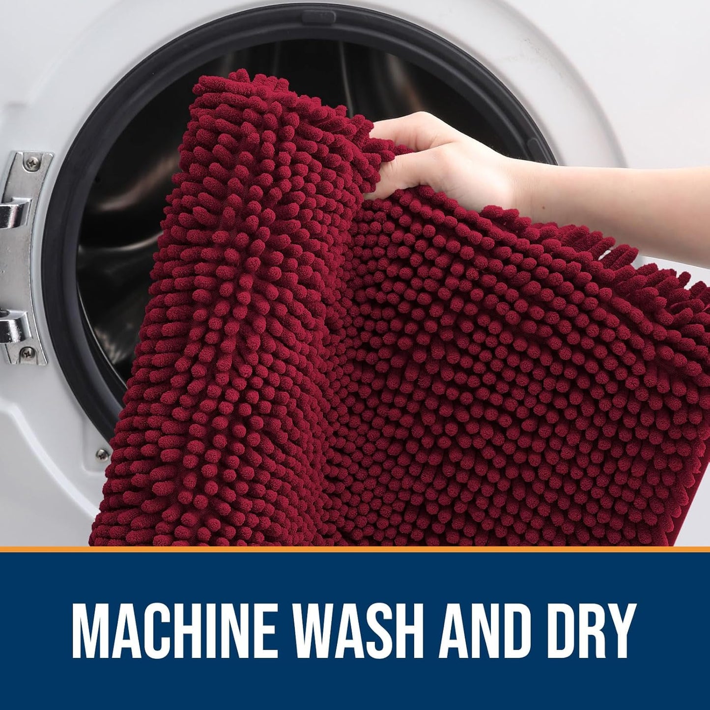 OLANLY Dog Door Mat for Muddy Paws 59x20, Absorbs Moisture and Dirt, Absorbent Non-Slip Washable Doormat, Quick Dry Chenille Mud Mat for Dogs, Entry Indoor Entryway Carpet for Inside Floor, Burgundy