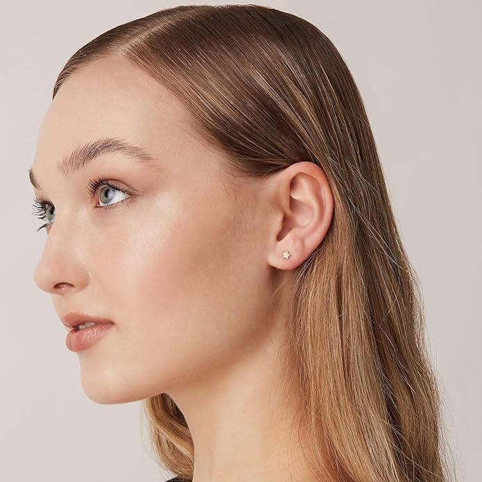 PAVOI 14K Gold Plated Sterling Silver Bar, Dot, Heart, Triangle, Star, Cat | Dainty Earrings for Women