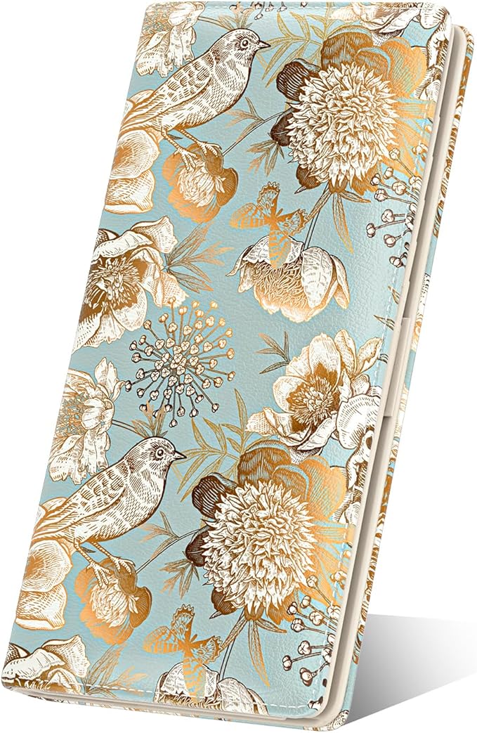 Nipichsha Womens Wallet, RFID Slim Wallets for Women, Thin Ladies Credit Card Holder Purse, Cute Leather Bifold Clutch Billfold with 11 Card Slots & ID Window, Blooming Flowers