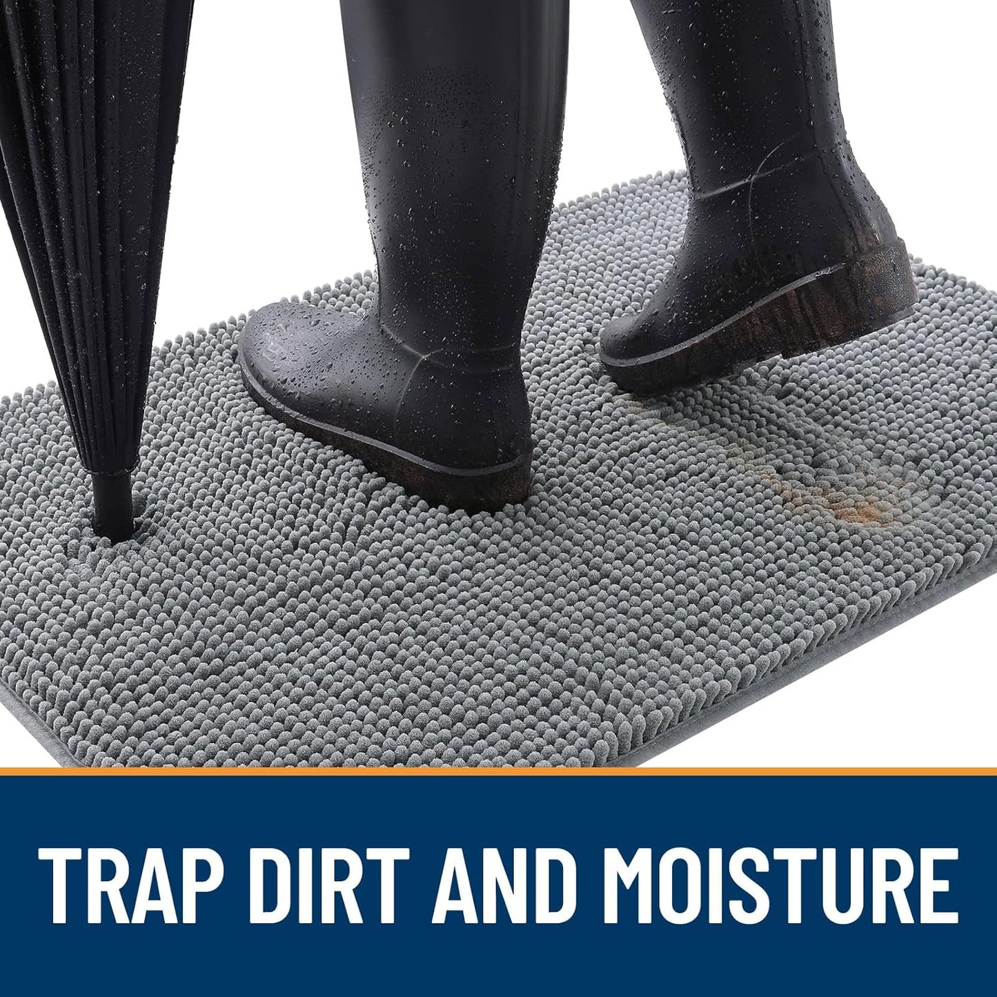 OLANLY Dog Door Mat for Muddy Paws 40x32, Absorbs Moisture and Dirt, Absorbent Non-Slip Washable Doormat, Quick Dry Chenille Mud Mat for Dogs, Entry Indoor Entryway Carpet for Inside Floor, Grey