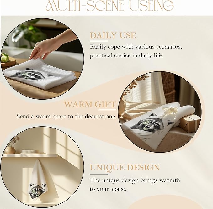 Funny Bathrobe Cucumber Raccoon Bathroom Hand Towels, Gifts for Raccoon Lovers Hand Towels for Bathroom Washroom Restroom Decor, 16x24 Inch