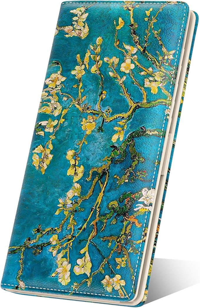 Nipichsha Womens Wallet, RFID Slim Wallets for Women, Thin Ladies Credit Card Holder Purse, Cute Leather Bifold Clutch Billfold with 11 Card Slots & ID Window, Van Gogh Almond Tree