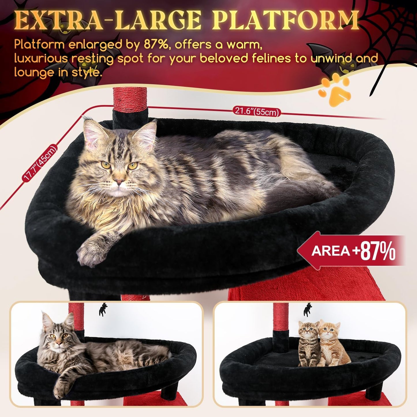 Globlazer Gohtic Giant Cat Tree, 83 inch Goth Cat Tree for Indoor Cats Large Adult, XXL Cat Tower with 9 Scratching Posts for 20lb+ Heavy Duty Large Adult Cats, F83, Blood-Goth