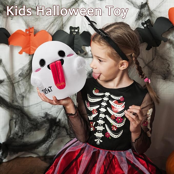 Ghost Plush Birthday Gifts for Boys Girls, Boxed Ghost Stuffed Animal Toy - 9.4" Double-Sided Spooky Gift Stuffed Ghost with Trick or Treat - Perfect for Haunted Party Decor & Gifts