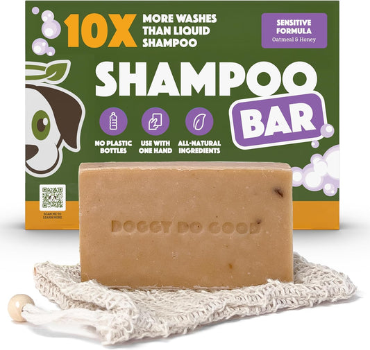 Doggy Do Good Sensitive Shampoo Bar Itchy Skin Relief, Oatmeal & Honey Dog Soap for Allergies and Itching, All Natural Dog Shampoo, Hypoallergenic, Equals 30 oz Shampoo