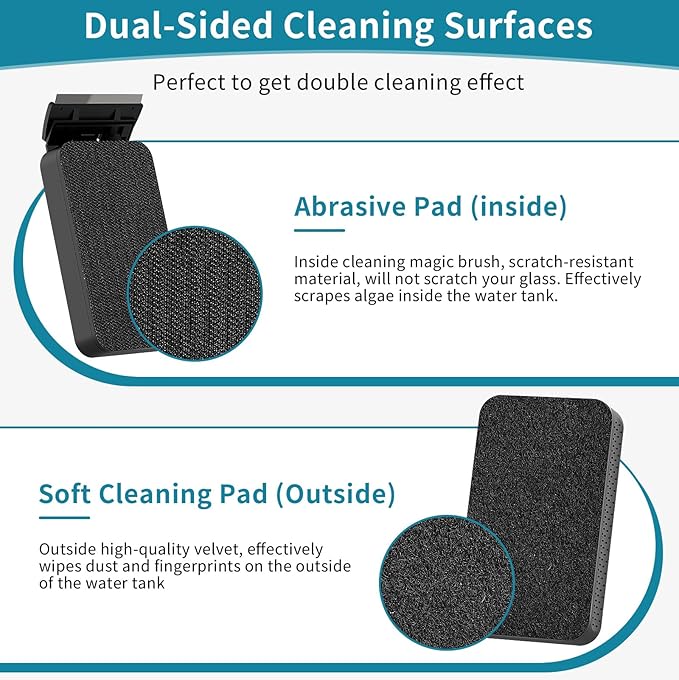 hygger Aquarium Magnet Glass Cleaner, Magnetic Fish Tank Cleaner with 2 Blades for Glass and Acrylic Aquariums, Aquarium Algae Scraper with Super Strong Magnet for Tank Thickness Up to 0.2 Inch (S)