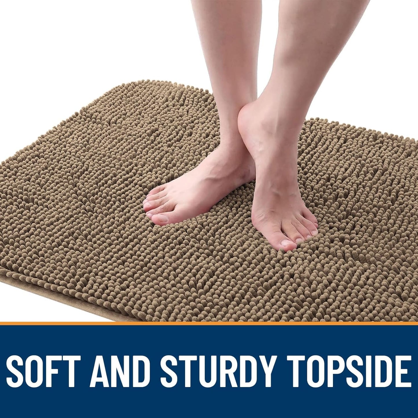 OLANLY Dog Door Mat for Muddy Paws 48x30, Absorbs Moisture and Dirt, Absorbent Non-Slip Washable Doormat, Quick Dry Chenille Mud Mat for Dogs, Entry Indoor Entryway Carpet for Inside Floor, Tan