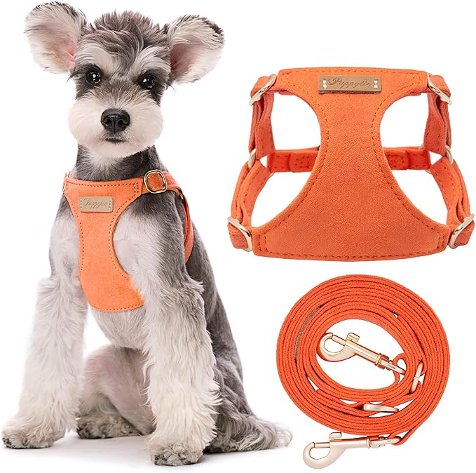 Puppytie No Pull Dog Harness with Multifunction Dog Leash,Soft Adjustable No Choke Escape Proof Pet Harness Vest for Medium Dogs or Large Dogs,Orange,M