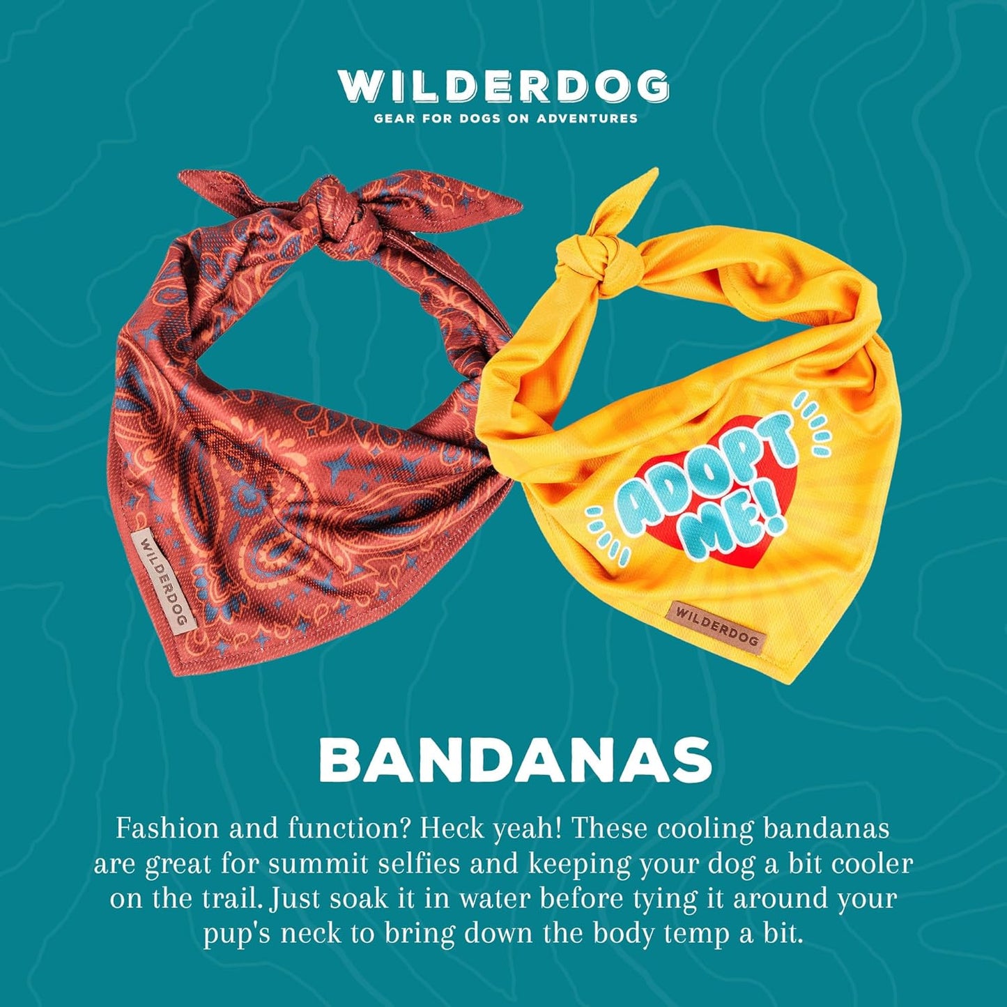 Wilderdog Dog Bandana with Lightweight Quick Drying Poly-Blend Mesh Material in Gone Fishing