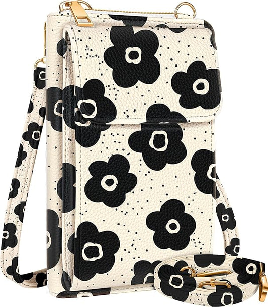 Cute Crossbody Purse Cell Phone Bags for Women - Leather Cellphone Wallet Purse with Handle Rope and Adjustable Shoulder Rope