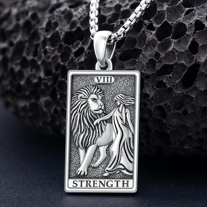 PELOVNY Tarot Card Necklace 925 Sterling Silver Skeleton Necklace The Sun Moon Star Strength Lovers Death Devil Fool Tarot Jewelry Christmas Birthday Gifts for Men Women Unisex