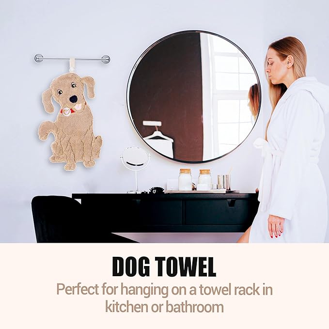 Cute Dog Shaped Hand Towels - Funny Towels for Towels for Bathroom or Kitchen Decor Ultra-Soft Absorbent