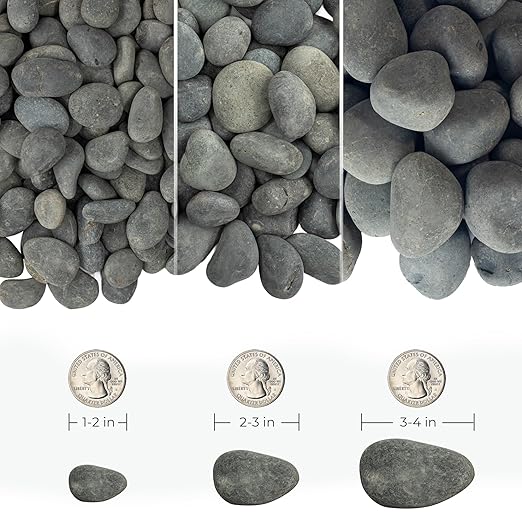 Natural Unpolished Bulk Pebbles 20lbs,1-2 Inch Black River Rocks, Hand-Picked Premium Stones for Landscaping and Garden Design, Fish Tank, Flower Pots, Pathways and Backyard