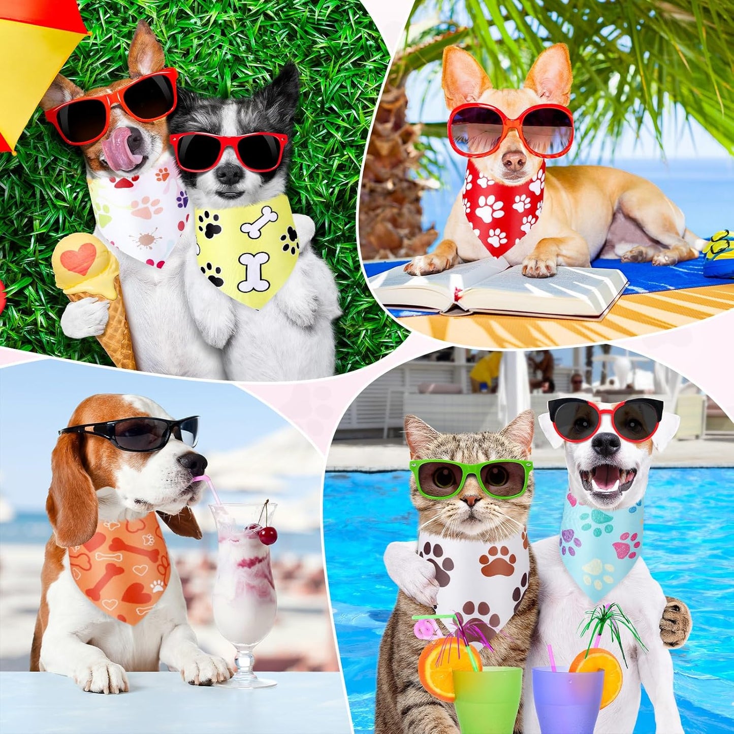 Abbylike 50 Pcs Paw Print Dog Bandanas Bulk Cute Footprint Bandanas for Dogs Triangle Kerchief Bib Scarf for Pets Halloween Party Costume Photo Props Daily Accessories Pet Shops (25.6 x 17.7 x 17.7)