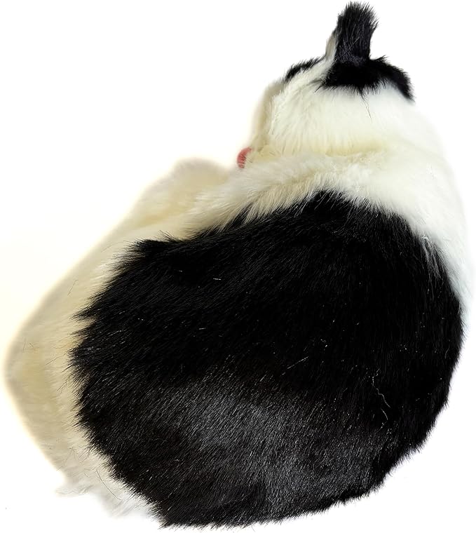 Realistic Furry Black and White Baby Cat Figurine Simulation Sleeping Kitten Home Office Shelf Decorative Statue, Pet Replica, Stuffed Animal, Photo Props