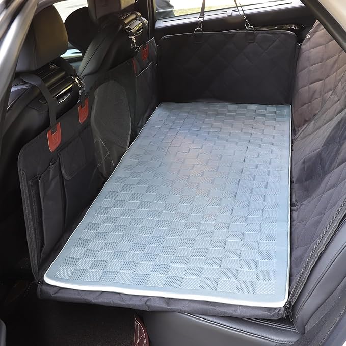 Non-Slip Pet Bed Mat for Back Seat Extender, Hair Resistant Dog Blanket for Hard Bottom Dog Car Seat Cover, Anti Slip Pet Linner Backseat Cover Deep Gray