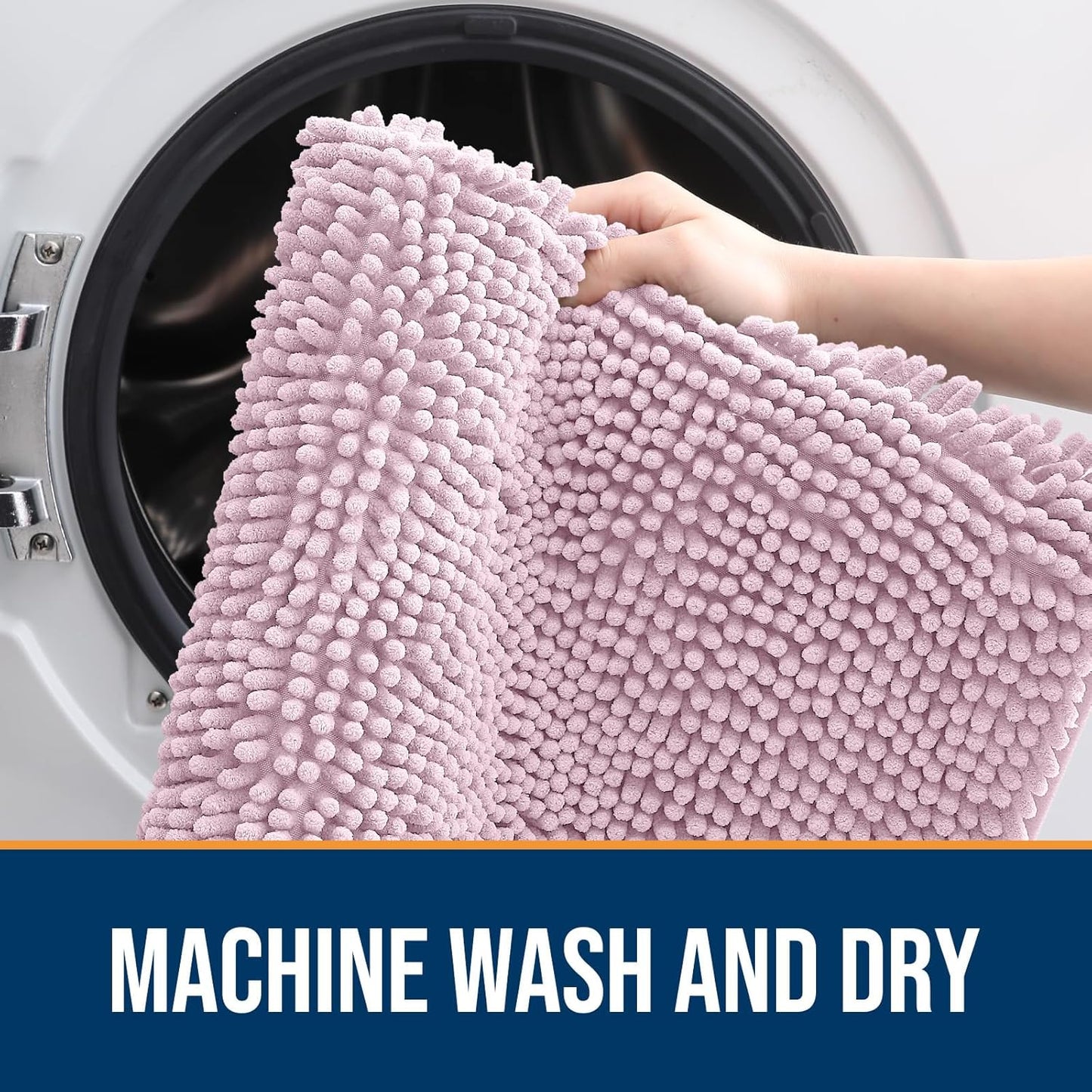 OLANLY Dog Door Mat for Muddy Paws 44x32, Absorbs Moisture and Dirt, Absorbent Non-Slip Washable Doormat, Quick Dry Chenille Mud Mat for Dogs, Entry Indoor Entryway Carpet for Inside Floor, Dusty Rose