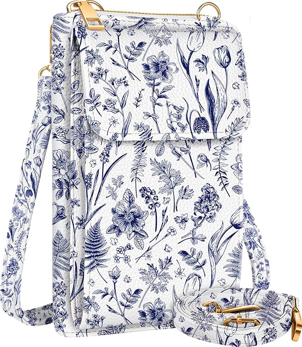 Cute Crossbody Purse Cell Phone Bags for Women - Leather Cellphone Wallet Purse with Handle Rope and Adjustable Shoulder Rope