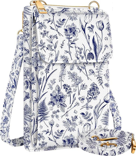 Cute Crossbody Purse Cell Phone Bags for Women - Leather Cellphone Wallet Purse with Handle Rope and Adjustable Shoulder Rope