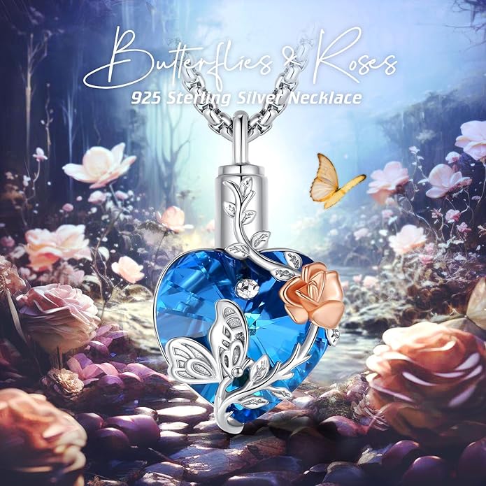 EUDORA Sterling Silver Urn Necklace for Ashes for Women Men, Ash Pendant for Human Cat Dog Ashes, Necklace for Ashes of Loved One Dad Mom Papa Pet Cremation Souvenir Jewelry for Funeral, 20inch