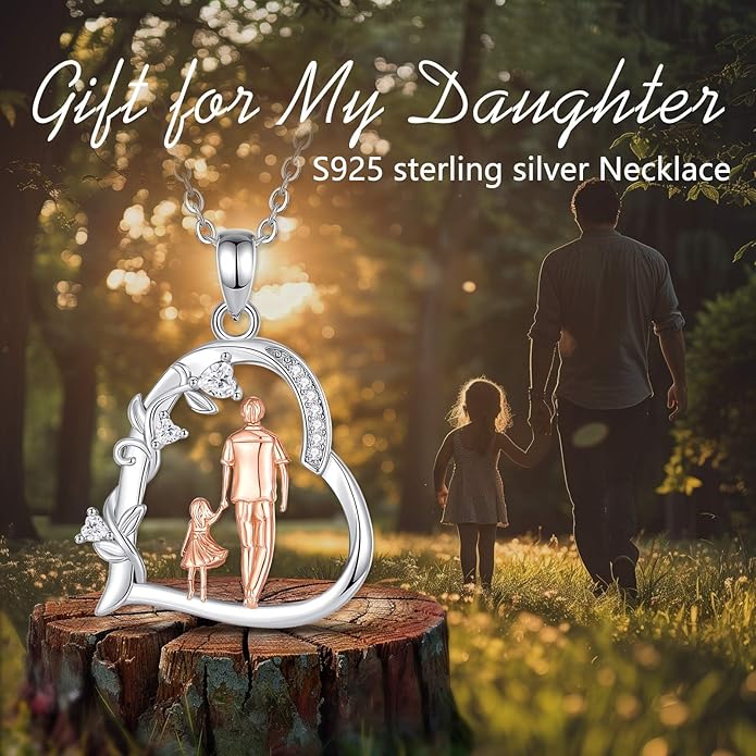 EUDORA Sterling Silver Mother Daughter Necklace for Women, Mama Son Daughter Necklace Pendant for Mom and Daughter,Mom Jewelry from Daughter Mother's Day Gift for Mother Daughter Aunt Grandma