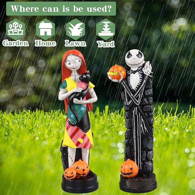 nezababy A Nightmare Before Christmas Figurines Jack Skellington Sally with Pumpkin Statues Sets Halloween Decoration Collection Gifts (2PCS)