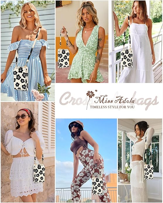 Cute Crossbody Purse Cell Phone Bags for Women - Leather Cellphone Wallet Purse with Handle Rope and Adjustable Shoulder Rope