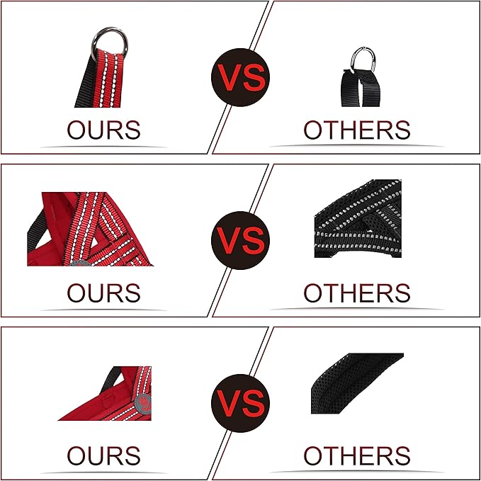 DOCO No-Pull Dog Harness Halter Reflective Easy-Control Harness for Training, Walking, and Preventing Pulling, Ideal for Large Dogs(Red)