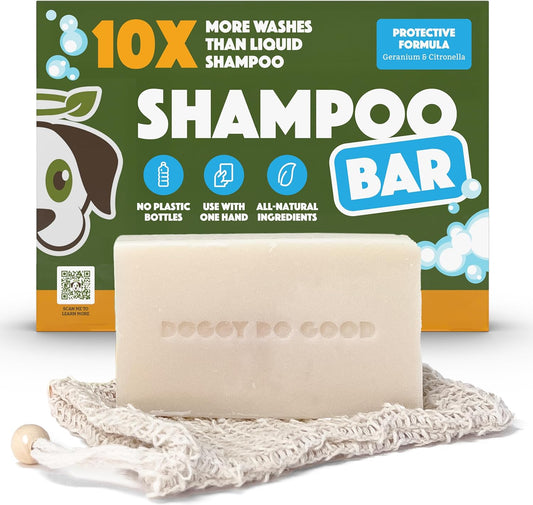 Doggy Do Good Deshedding Dog Shampoo Bar, Dog Soap Bar, Geranium & Citronella Shampoo for Dogs, Natural Dog Shampoo for Shedding Control, Hypoallergenic, Healthy Coat, Equals 30 oz Shampoo
