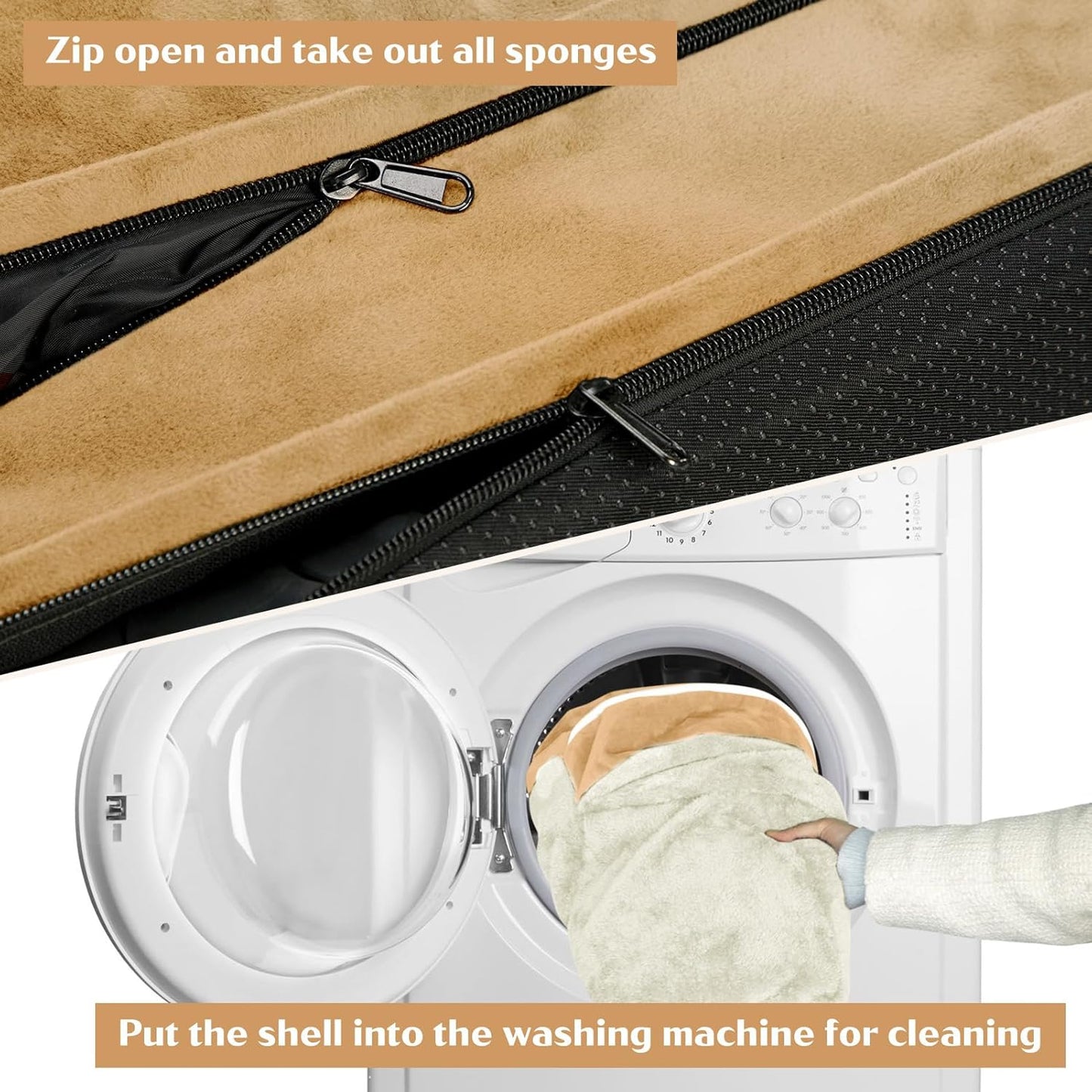 Comfort Expression XXL Orthopedic Dog Bed, Waterproof Dog Beds for Extra Large Dogs, Washable Pet Sofa Couch with Removable Cover & Non-Slip Bottom(XX-Large,Khaki)