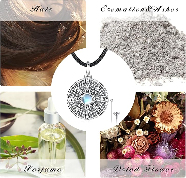 MEDWISE Wing/Wolf/Compass Urn Necklace for Ashes 925 Sterling Silver Necklace Guardian Angel Ashes Keepsake Memorial Urn Pendant Pet Cremation Jewelry for Ashes Memorial Jewelry for Dog Cat Pet Men