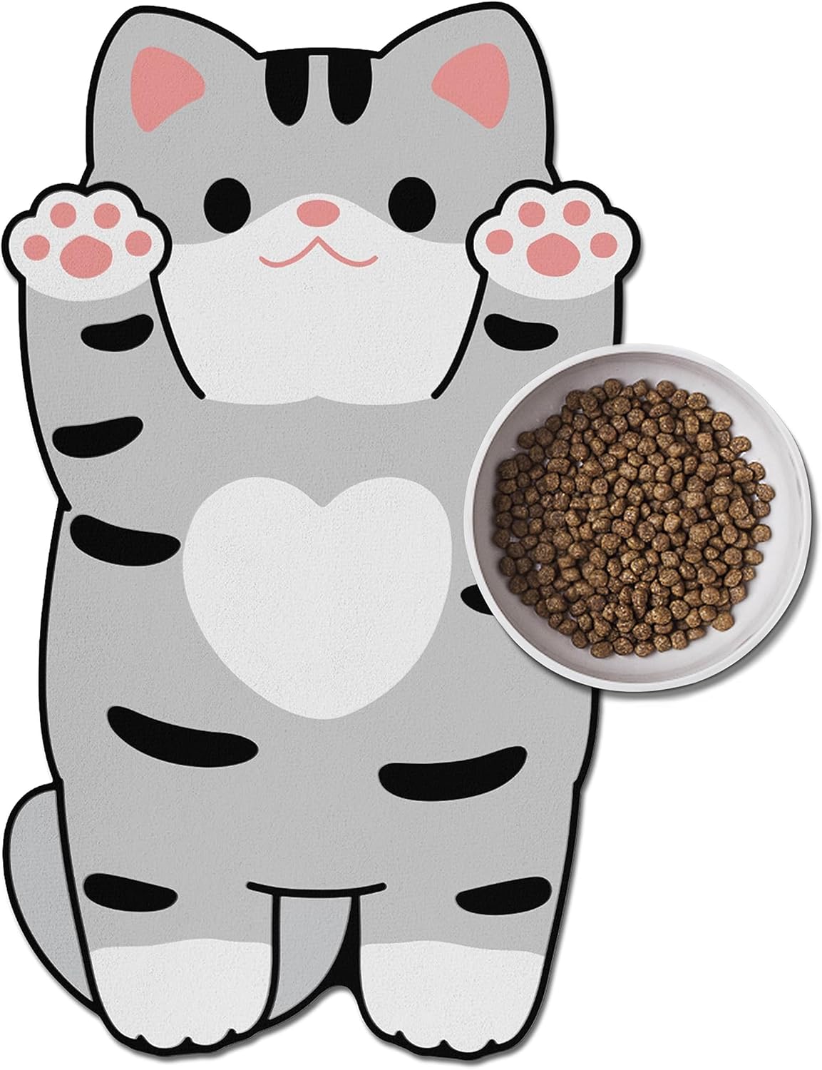 Cat Food Mat for Indoor Cats - No Stains Easy Clean Pet Supplies - Cat Bowls for Indoor Cats (Grey, 19"x12")