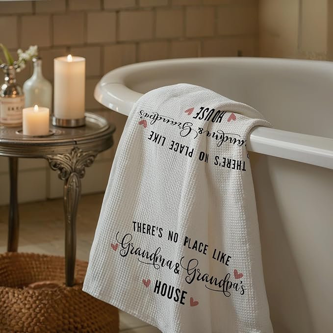There's No Place Like Grandma and Grandpa's House Kitchen Towels, Grandparents' Dish Towel Hand Towel, Grandma and Grandpa Gifts from Grandkids, Grandparents' Day Gifts from Grandchildren,16x24 Inch