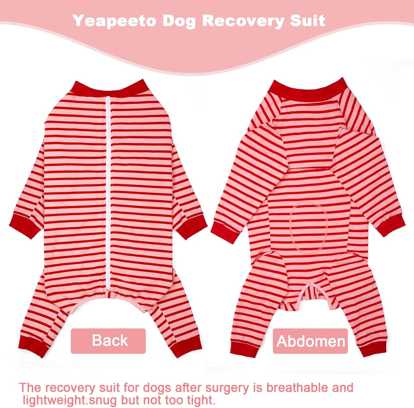 Yeapeeto Dog Onesie Surgery Recovery Suit for Large Medium Bodysuit Dogs Pajamas PJS Full Body for Shedding, Prevent Licking, Wound Protection, Cone Alternative… (Red Pink, 7X-Large (Pack of 1))