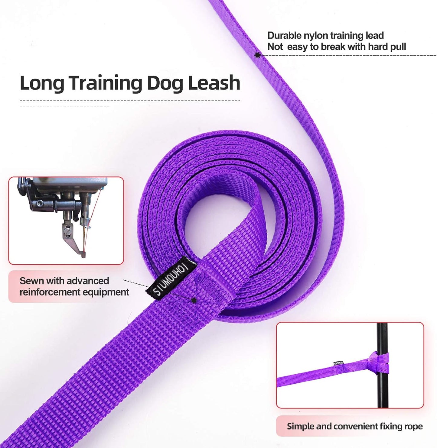 Dog/Puppy Obedience Recall Training Agility Lead - 20ft Long Training Leash，3/4in Wide - Great for Play, Camping, or Backyard（Purple,20 Feet）